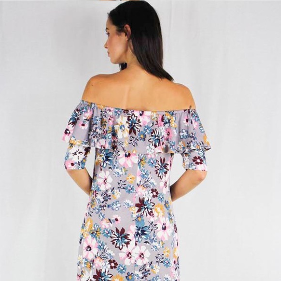 Floral Off-Shoulder High-Low Dress - Picture 4 of 5